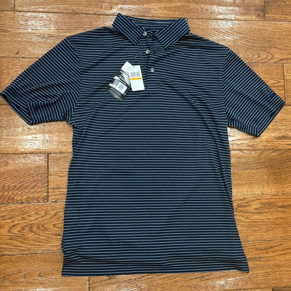 PGA TOUR Men's Polo Shirt - Size Small - Navy with White Stripes (NWT)